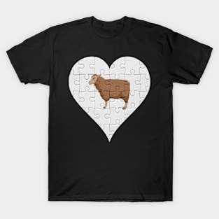 Jigsaw  Sheep Heart Design - Farm Animals Sheep T-Shirt